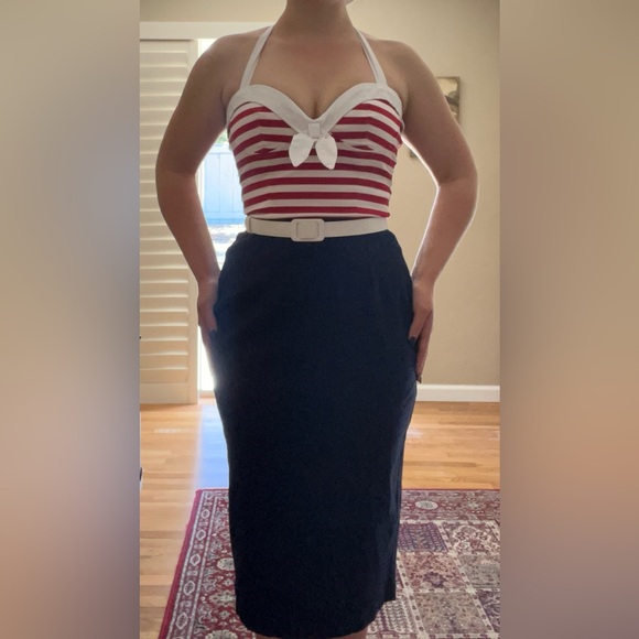 Pinup Couture 1950s Pinup Girl Fitted Wiggle Sailor Dress - vintage inspired - Picture 10 of 16